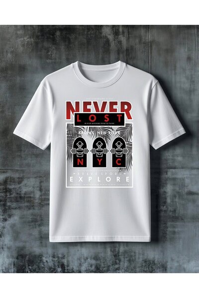 COMVİCHO تي شيرت مطبوع كبير الحجم من Never Lost Skate Park