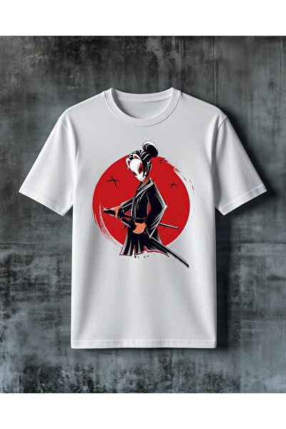 COMVİCHO Samurai Red Moon Printed Oversize T-Shirt