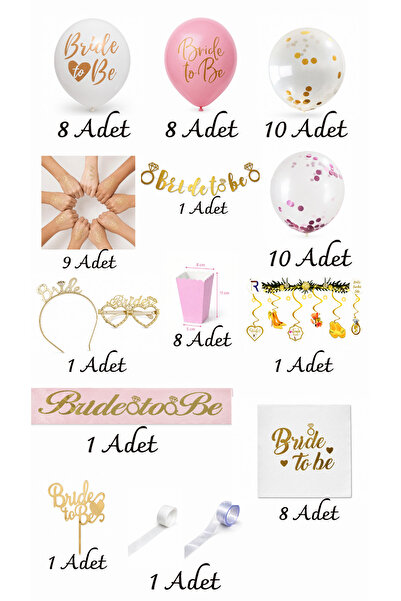 EvremStore 62 Parça Bekarlığa Veda Seti Bride To Be | Balon, Taç, Gözlük, Kuş...