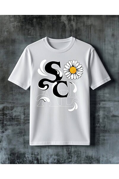 COMVİCHO Soc Daisy Printed Oversize T-Shirt