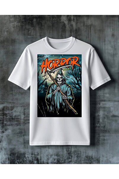 COMVİCHO Horror Night Spine-Tingling Printed Oversize T-Shirt