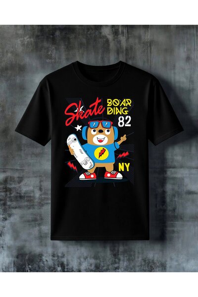 COMVİCHO Skate Boarding Skateboarding Sports Printed Oversize T-Shirt