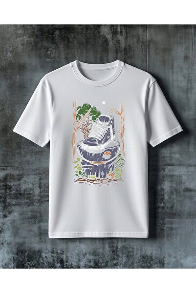 COMVİCHO Ayakkabı Tabiat Printed Oversize T-Shirt