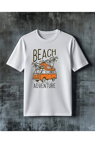 COMVİCHO Beach Adventure Safari Van Printed Oversize T-Shirt