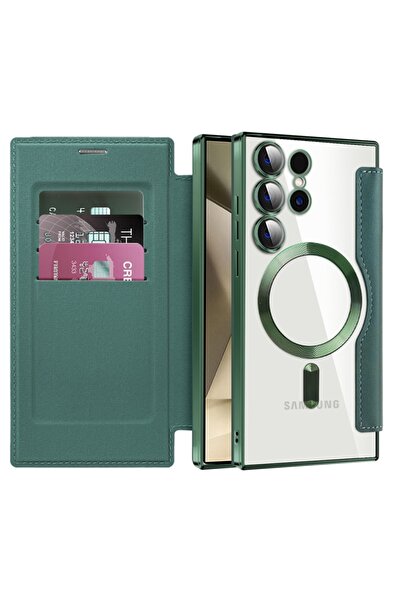 Techsuit Case for Samsung Galaxy S24 Ultra - SmartMag Book Case - Green