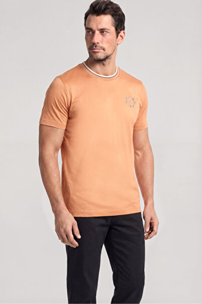PAUL&SHARK Men's Short Sleeve Crew Neck Relaxed Fit Orange T-Shirt