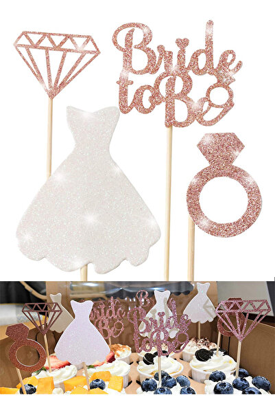 DMYRDH 24pcs Bride To Be Cupcake Topper Sparkling Glitter Rose Gold Diamond R...
