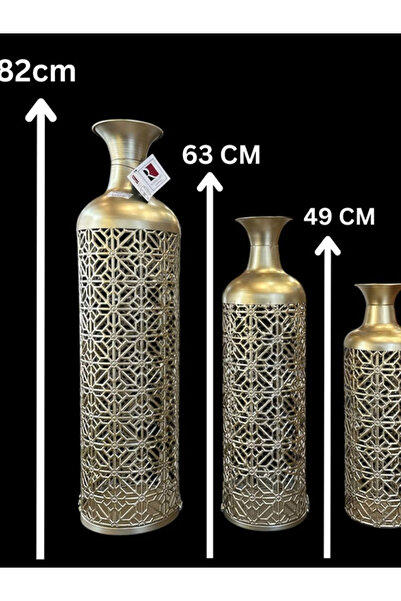 Generic طقم فازات ديكور معدنية مكون من 3 قطع باللون الذهبي