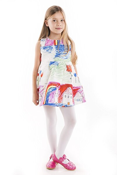 Yolka clothing Rochie pentru fete, din bumbac, alba