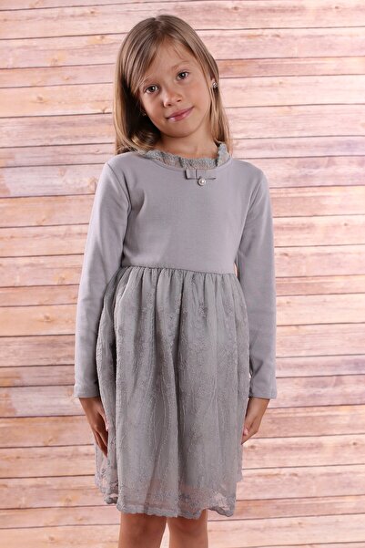 Yolka clothing Rochita pentru fete , din bumbac, gri