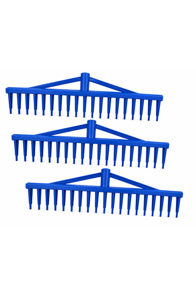 Erhan Set 3 Greble Plastic pentru Grădină 18 Dinți – Greblă Frunze și Iarbă, ...