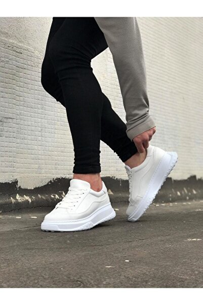 pabucmarketi White Leather Lace-Up Men's Sneaker