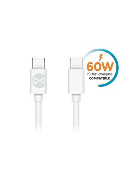 Telforceone Cablu Forever USB-C - USB-C 1,0 m 60W alb