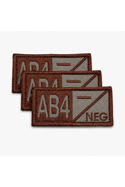 brodezcu Set of 3 embroidered patches blood type AB4 Negative, 7x3.5 cm, with...
