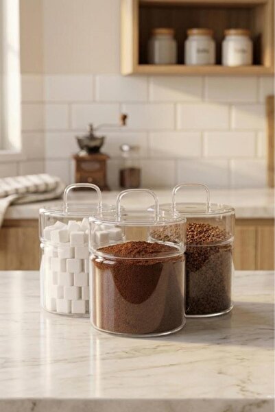 Atbyhome Cecilia 3-Piece Borosilicate Glass Storage Container with Glass Lid ...