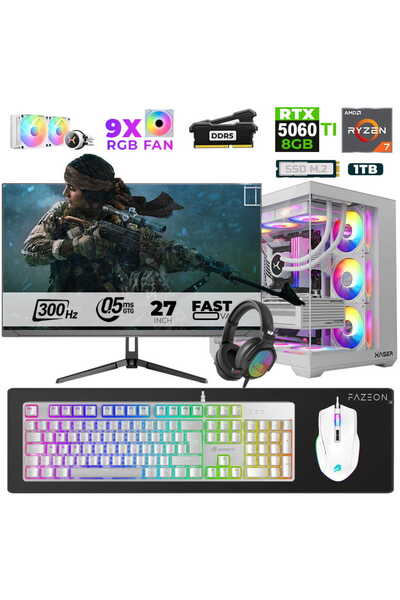 XASER Star X520 Ryzen 7 7800X3D 32GB Ram 1TB M.2 NVMe SSD 8GB RTX5060Ti 27" 3...
