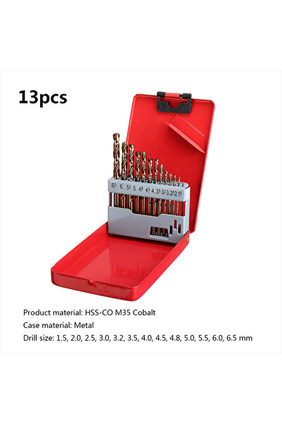 Choice Round 13Pcs Drill Bit Set 13pcs M35 Cobalt Twist Drill Bit Set with Bo...