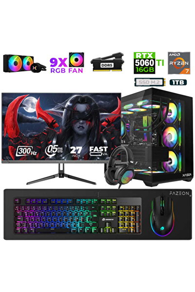 XASER Star X530 Ryzen 7 7800X3D 16GB Ram 1TB M.2 NVMe SSD 16GB RTX5060Ti 27" ...