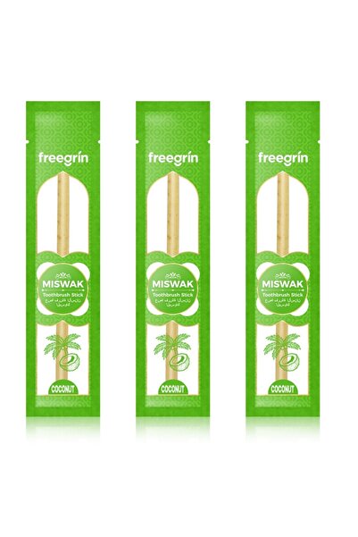 Choice4 Coconut 3Pcs FREEGRIN Coconut-flavored Natural Miswak Toothbrush Stic...