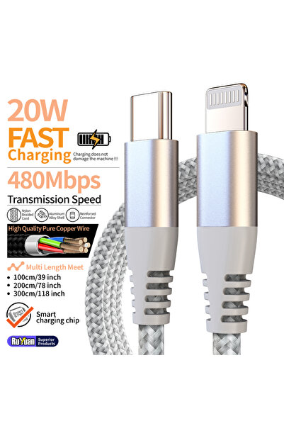 choice2 كابل بيانات USB-C إلى Lightning معتمد من MFI بطول 1 متر، كابل نايلون ...