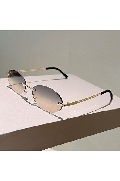 Choice4 as picture shows grey tea KAMMPT Rimless Oval Sunglasses Men Fashion ...
