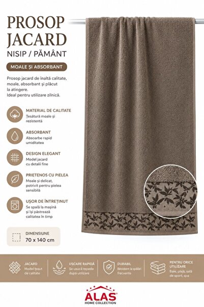 ALAS Toprak Jacquard towel 70x140 cm – gray/taupe color
