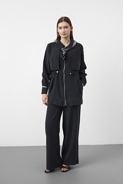Basicpark Black Imported High-Quality Tencel Jacket and Pants Set with Adjust...