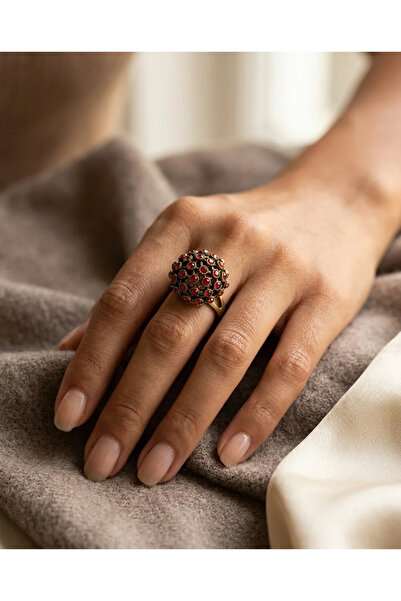 Dorvina Bronze Vintage Women's Ring Authentic Copper Jewelry Red Zircon Stone...