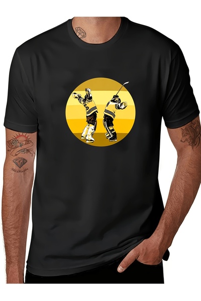 yiou trendy clothing Men's Retro Ice Hockey Goalkeeper Hug T-shirt