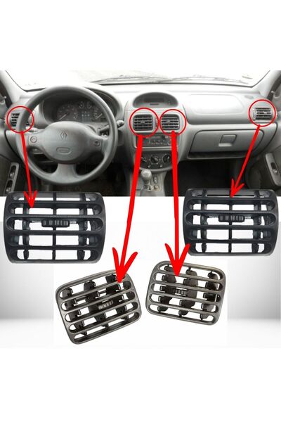 ZETOTO Renault Clio 2 Havalandırma Izgarası Sağ Sol Orta Yan Dörtlü Set
