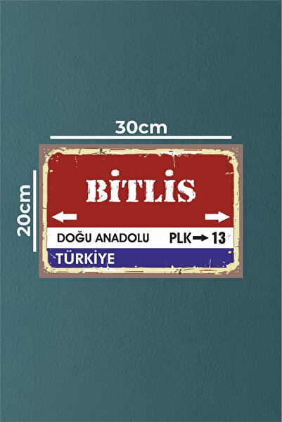 Baskılar DEKORATİF RETRO GÖRÜNÜMLÜ İL SOKAK TABELASI BİTLİS