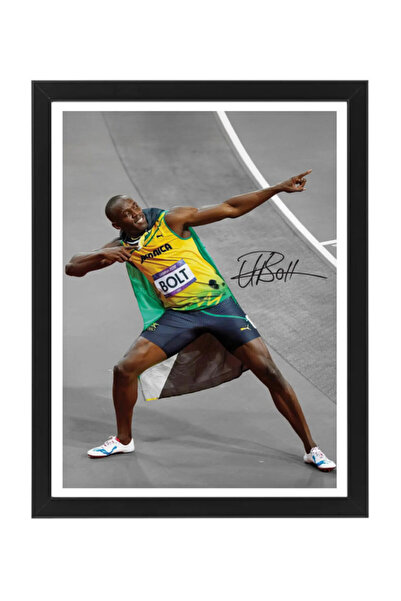 Boomah Accessories Usain Bolt Printed Autograph - Framed Poster 30x40cm - Spo...