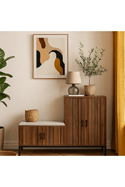 China Made Brown Wooden Shoe Cabinet with Bench