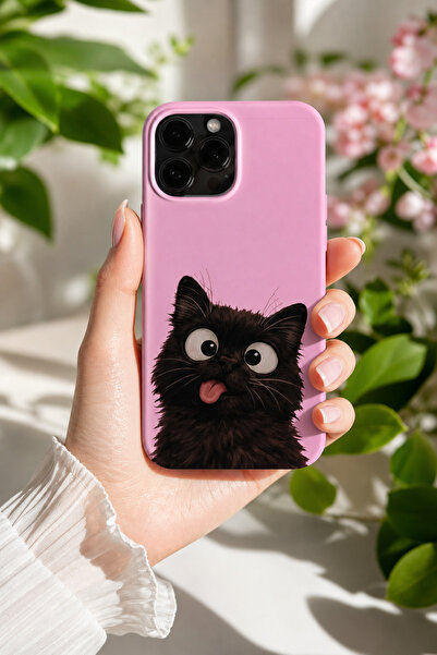 KILIFOLOG iPhone 14 Pro Max Uyumlu Lansman Silikon Dilli Kedi Desenli Darbe E...