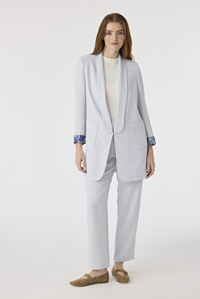 Zühre Shawl Collar Pocket Detailed Double Gray Suit 1103