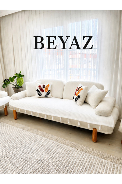 DOĞA EV TEKSTİLİ Doğanın Tüm Renkleri Bohemian Natural 100% Cotton Sofa Throw...