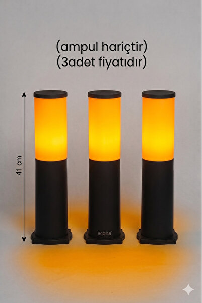 ECONA 3 ADET 41 CM Bahçe Yol Aydınlatma, Set Üstü, Duvar Armatürü, Çim,Yürüyü...