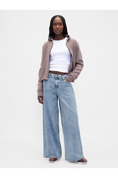 GAP Kadın Mavi Mid Rise UltraSoft Baggy Jean Pantolon