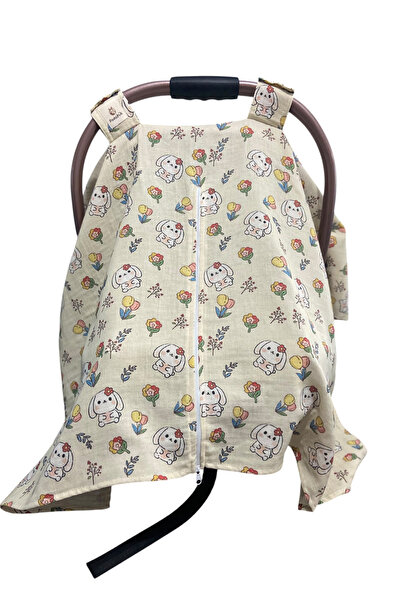 Ponchik 100% Cotton Double Layer Muslin Zippered Stroller Cover 100X90 cm Got...