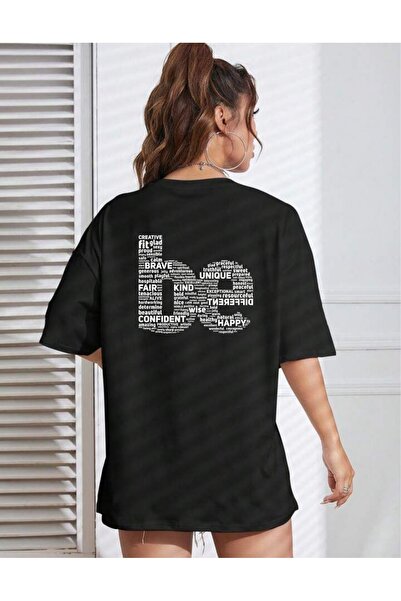 Krays Minimalist "Be." Written Black Oversize T-Shirt - Graphic Design Unisex...