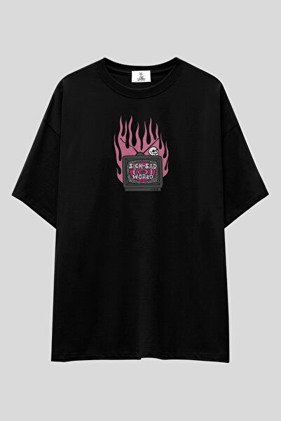 UmbraWear Tricou Sick Sad World |   Tricou unisex, 100% bumbac, alb-negru, cu...