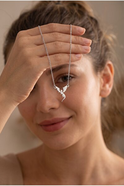 MSMODAM SILVER Ejderha Kolye Minimal Dragon Kolye Fantastik Stil Y2K Takı Hed...