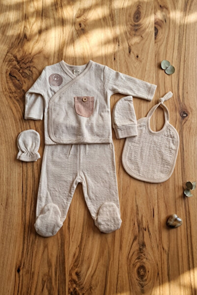 Mini Okyanus Bebe Bebek Ve Yenidoğan 5'li %100 Pamuk Cepli Hastane Çıkışı Seti
