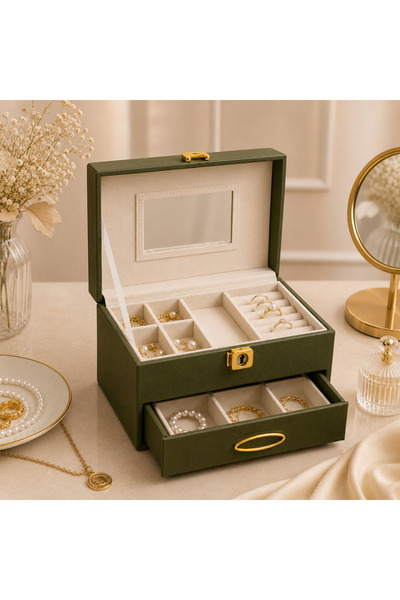 hediyeconcepti Luxury Mirrored Jewelry Box Organizer with Drawers Jewellery S...