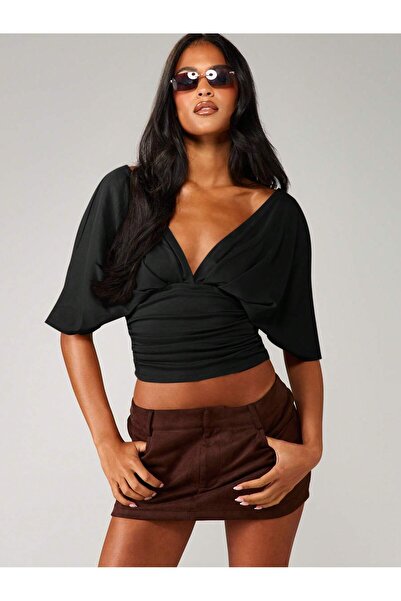 RABTEKS Women's Waist-Fitted Wide-Sleeve Double-Breasted V-Neck Draped Backle...