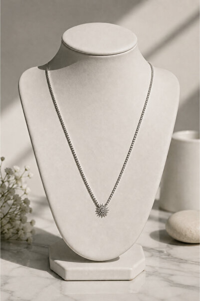 BARLİZ Women's Sun Star Shiny and Stylish Chain Necklace for Daily Wear & Spe...