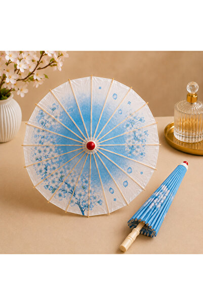 hediyeconcepti Japon Şemsiyesi Dekoratif Çiçek Desenli Ahşap Saplı Uzak Doğu ...