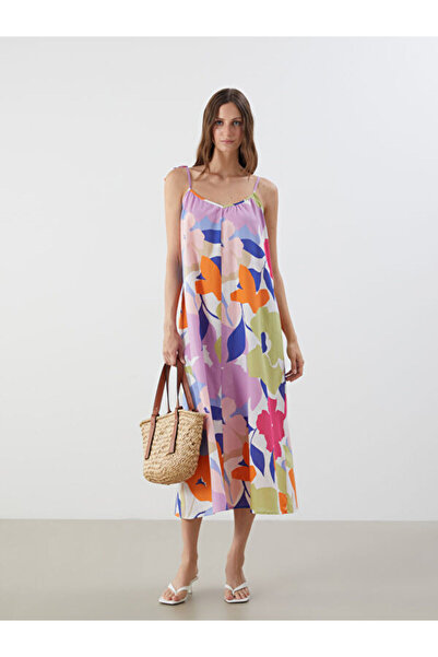 LC Waikiki V-Neck Floral Rope Strap Dress