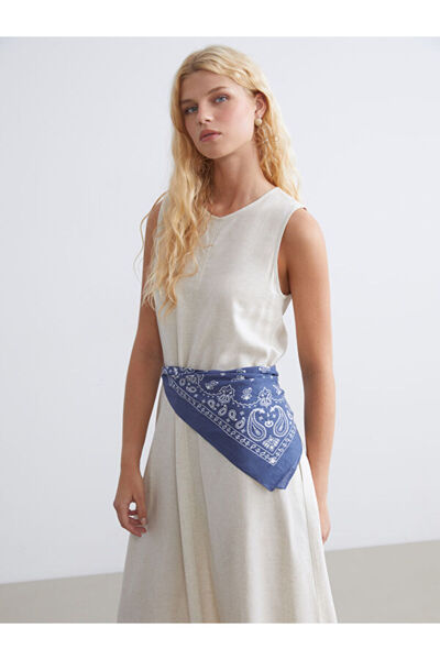LC Waikiki Crew Neck A-Line Linen Blend Dress