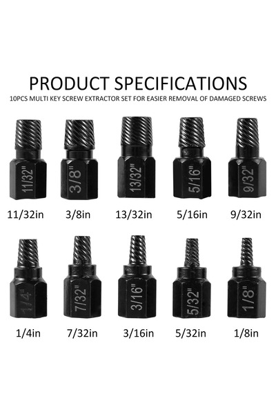 Choice black 10Pcs Alloy Steel Screw Extractor Kit, Multi-Spline Damaged Scre...